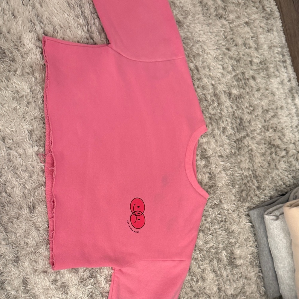 Bailey Rose Bright Pink “Not in the mood” Cropped Crewneck